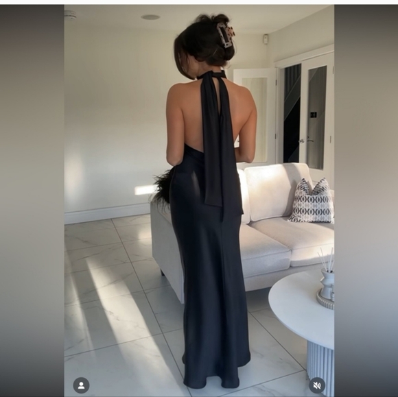 ZARA SATIN EFFECT HALTER DRESS - Picture 2 of 14